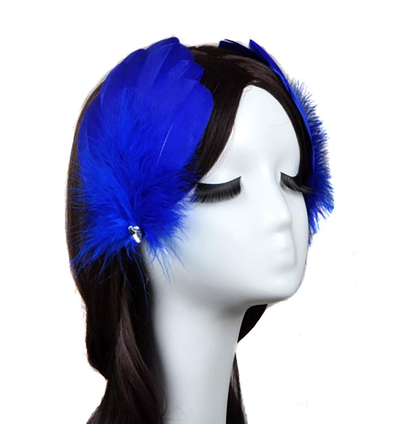 Fodattm 2PCS Girls Heartshaped Feather Hair Clip Headpiece Party Hairpins Hair Barrettes Hair Accessory Bridal Wedding Feather Fascinator Royal blue