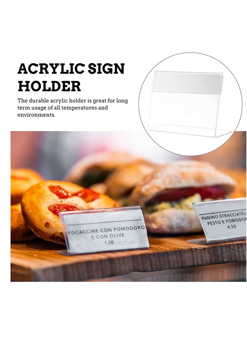 SYOSI Acrylic Sign Holder, Clear Sign Holder Clear Tabletop Plastic Menu Display Holder Slant Back Sign Holders  Horizontal Sign Holder Plastic Display Stand for Office, Store 10 Pack  - Image 3