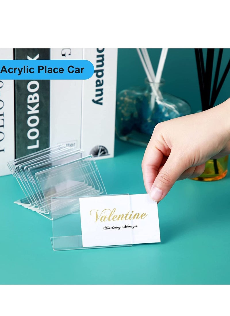 SYOSI Acrylic Sign Holder, Clear Sign Holder Clear Tabletop Plastic Menu Display Holder Slant Back Sign Holders  Horizontal Sign Holder Plastic Display Stand for Office, Store 10 Pack  - Image 4