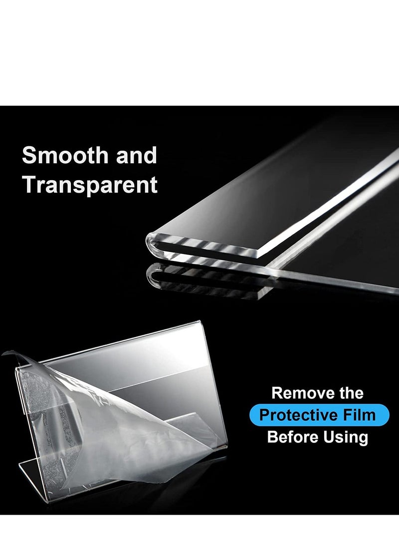 SYOSI Acrylic Sign Holder, Clear Sign Holder Clear Tabletop Plastic Menu Display Holder Slant Back Sign Holders  Horizontal Sign Holder Plastic Display Stand for Office, Store 10 Pack  - Image 5