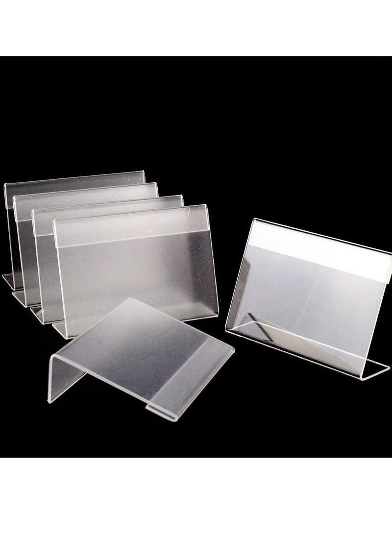 SYOSI Acrylic Sign Holder, Clear Sign Holder Clear Tabletop Plastic Menu Display Holder Slant Back Sign Holders  Horizontal Sign Holder Plastic Display Stand for Office, Store 10 Pack  - Image 1