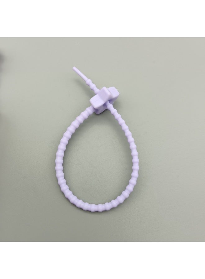 Loquat Flower Star Silicone Cable Tie Data Cable Storage Arrangement Winding Wire Jewelry Pendant Multi-purpose Color Lanyard-Color:210mm Stars (pink Purple) - Image 1