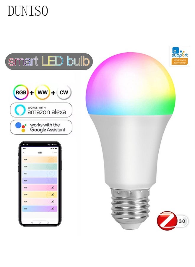 DUNISO - 5W Smart LED Bulb Works With Google Assistant，Remote Control Smart LED Bulb With 8 Different Modes,White - Image 1