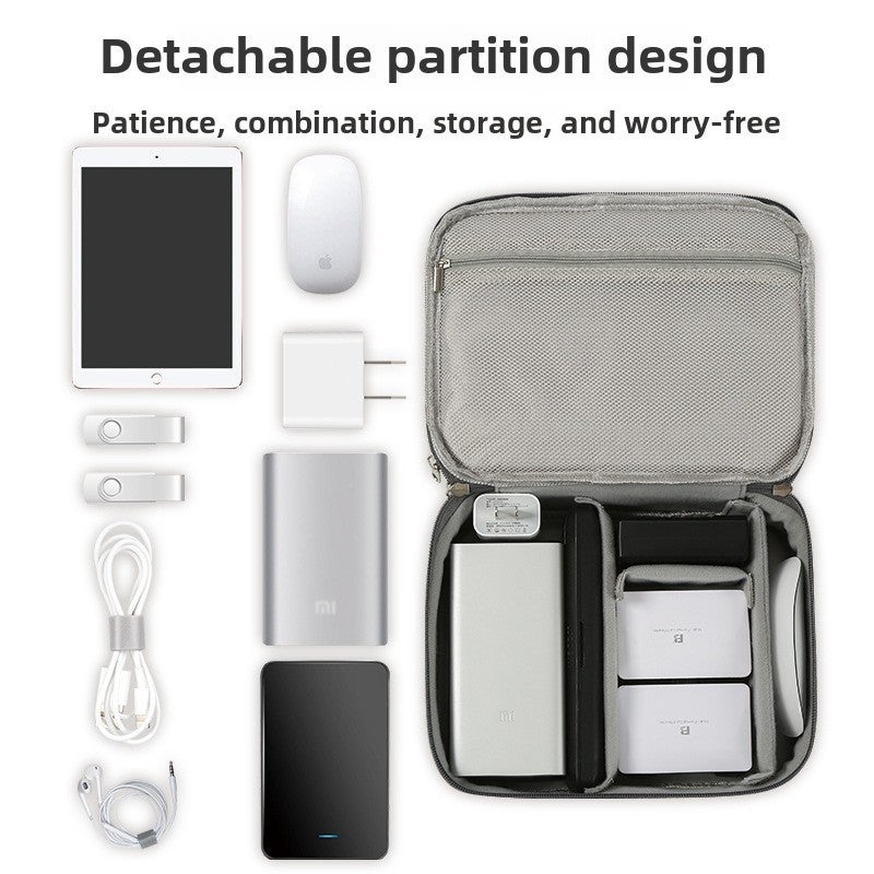 Data cable storage bag mobile power box charging cable travel portable digital accessories finishing bag double layer(Single layer black 25.5*19.5*7.5) - Image 5