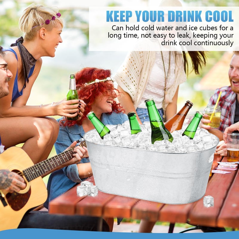 OBTANIM 4 Pack 4 Gallon Galvanized Ice Buckets Metal Champagne Drink Cooler Storage Ice Tub with Carry Handles for Beer Cocktails Wine Beverage Home Parties Bar Cooling Supplies - Image 4