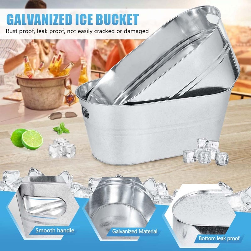 OBTANIM 4 Pack 4 Gallon Galvanized Ice Buckets Metal Champagne Drink Cooler Storage Ice Tub with Carry Handles for Beer Cocktails Wine Beverage Home Parties Bar Cooling Supplies - Image 3