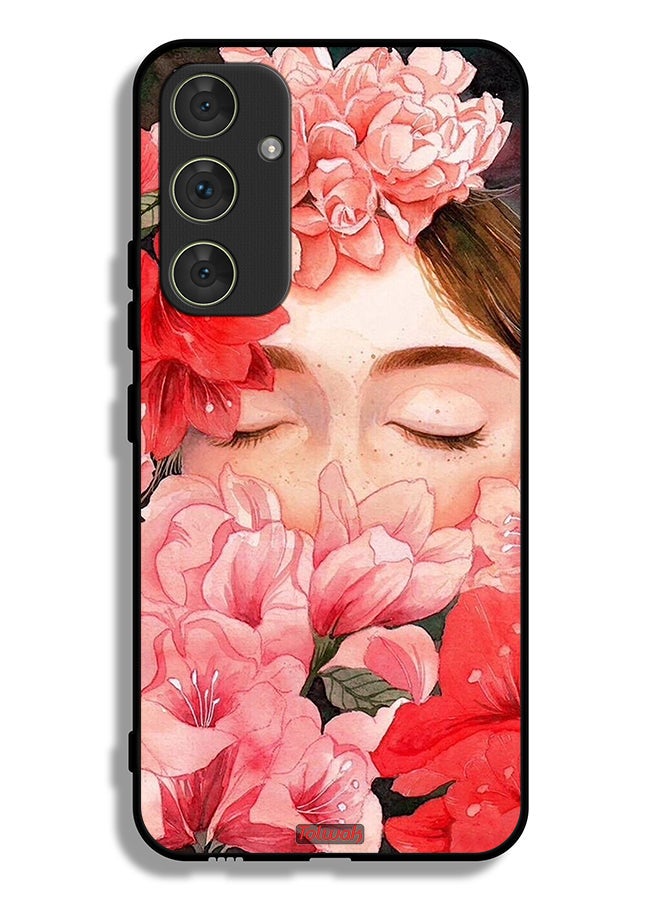 Samsung Galaxy A54 5G Protective Case Cover Girl Face Hide In Flowers Art