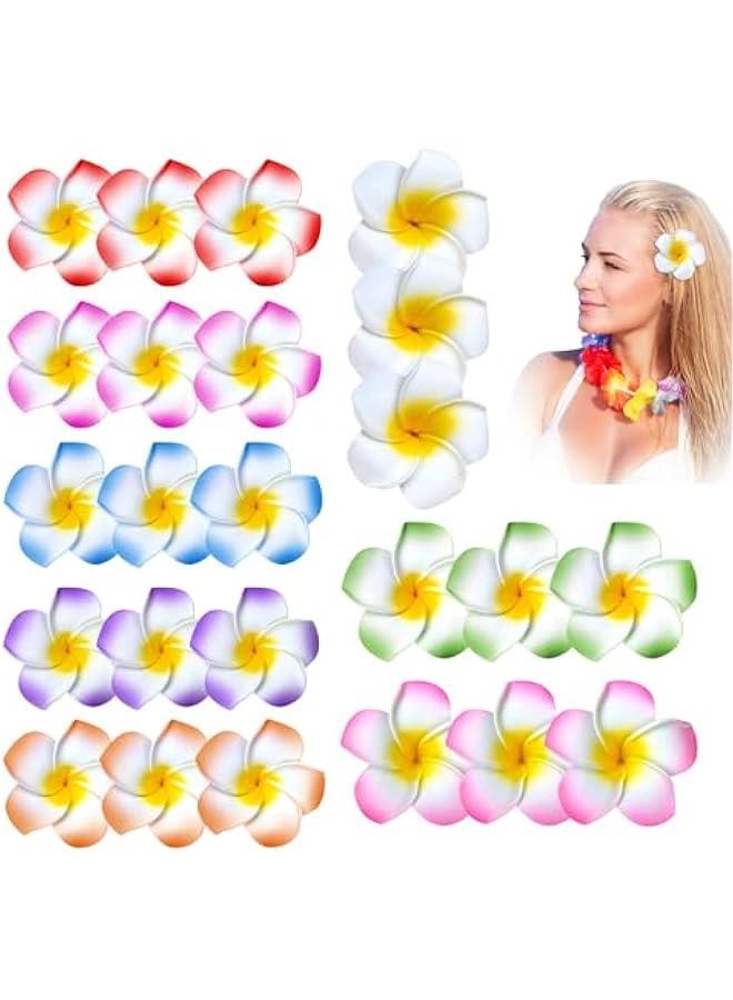 بيوينتي 24 حزمة هاواي زهرة الشعر مقاطع, 2.5 بوصة رغوة ملحقات الشعر مقاطع للمرأة, هاواي ديكورات الحزب الاستوائي, شاطئ حمام سباحة عطلة الملابس, لواو حزب الإمدادات تفضل - Image 1