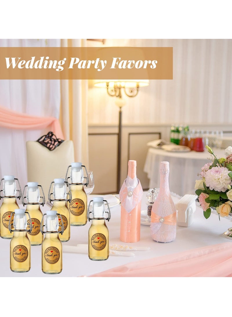 SYOSI 20 PCS 100ml Mini Flip Top Glass Bottles with Stoppers, Decorative Swing Top Bottles with Lids and Kraft Adhesive Round Stickers, Ideal for Wedding and Themed Party Favors - Image 4