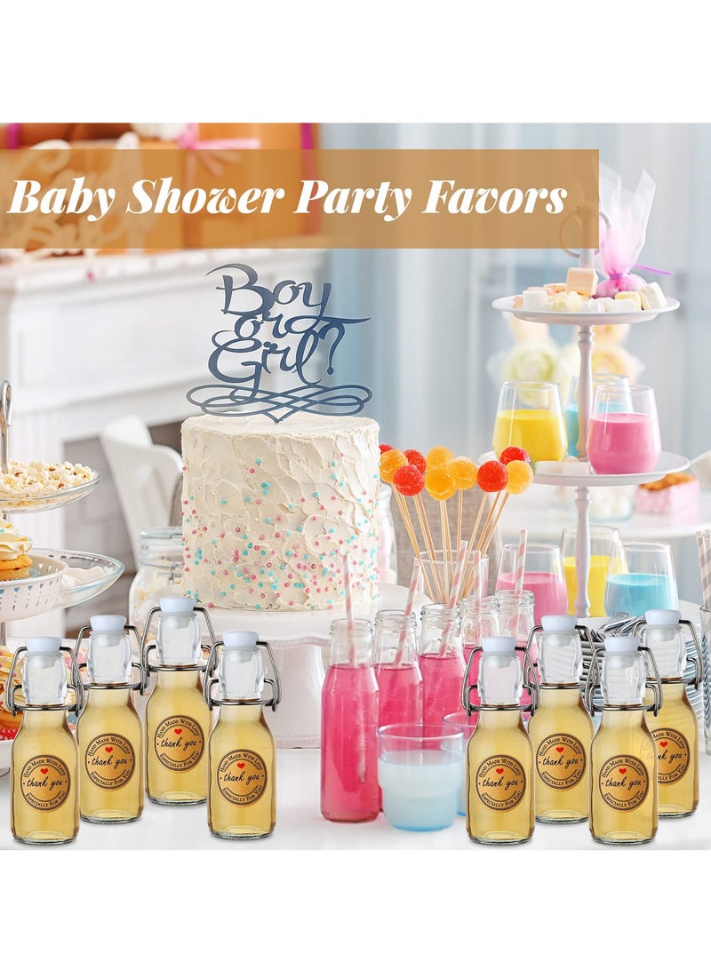 SYOSI 20 PCS 100ml Mini Flip Top Glass Bottles with Stoppers, Decorative Swing Top Bottles with Lids and Kraft Adhesive Round Stickers, Ideal for Wedding and Themed Party Favors - Image 5