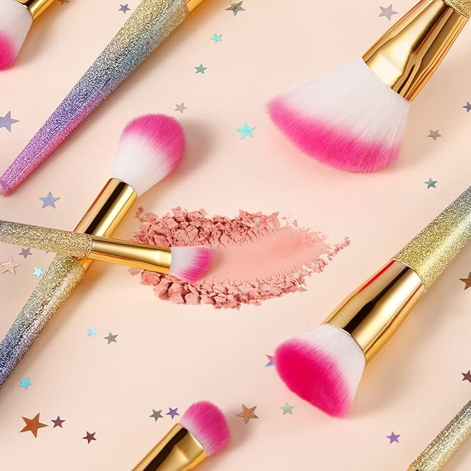 docolor 16Pcs Makeup Brushes Set Professional Make Up Brushes with Rainbow Box Foundation Eyebrow Concealer Eyeshadow Bronzer Blush Contour Powder Eyeline Lip Makeup Brush Set - Image 4