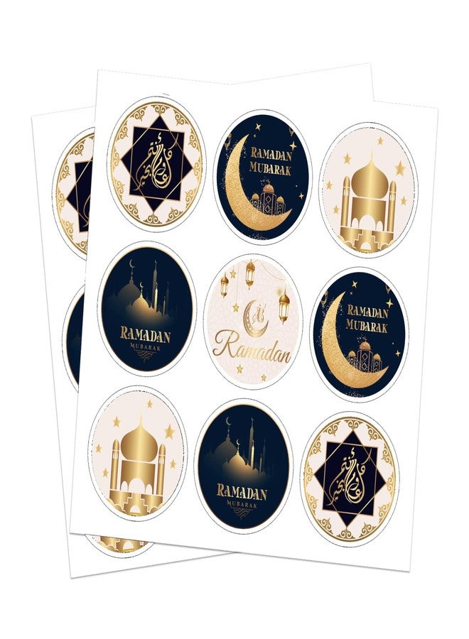 Incholl Black Gold Ramadan Stickers 180 Pcs Ramadan Black Gold Round Sticker Kit Black Gold Ramadan Decoration Ramadan Party Supplies Favors - Image 3