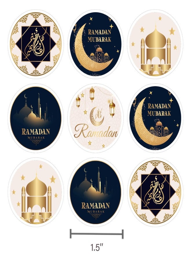 Incholl Black Gold Ramadan Stickers 180 Pcs Ramadan Black Gold Round Sticker Kit Black Gold Ramadan Decoration Ramadan Party Supplies Favors - Image 4
