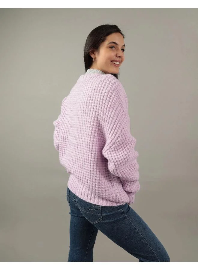 American Eagle AE Oversized Waffle Crewneck Sweater