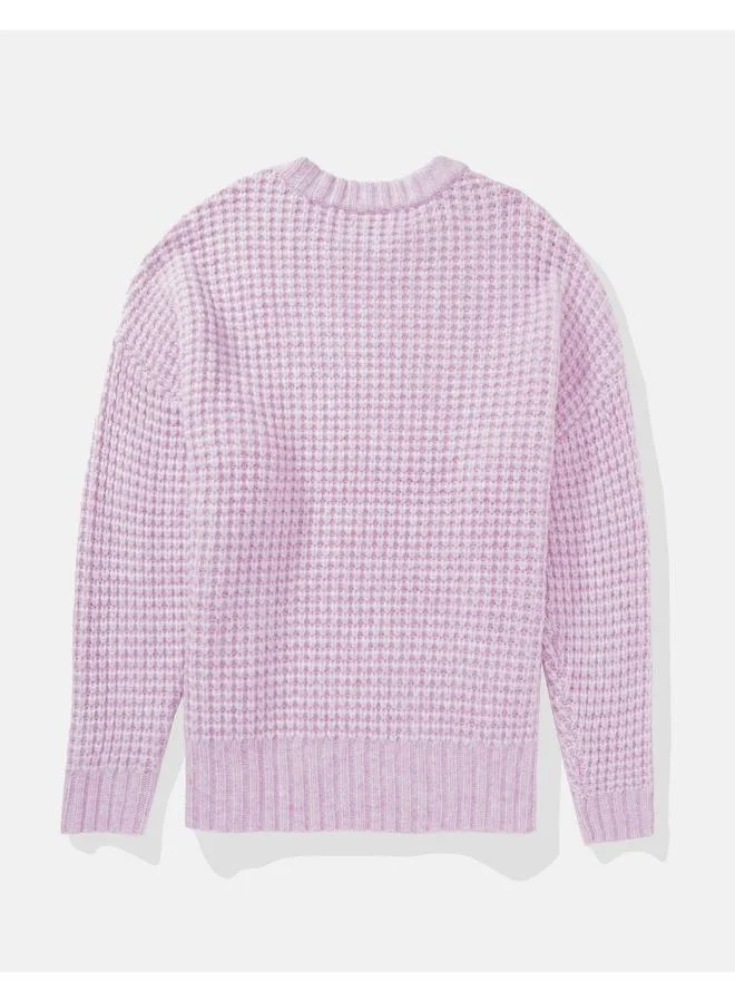 American Eagle AE Oversized Waffle Crewneck Sweater