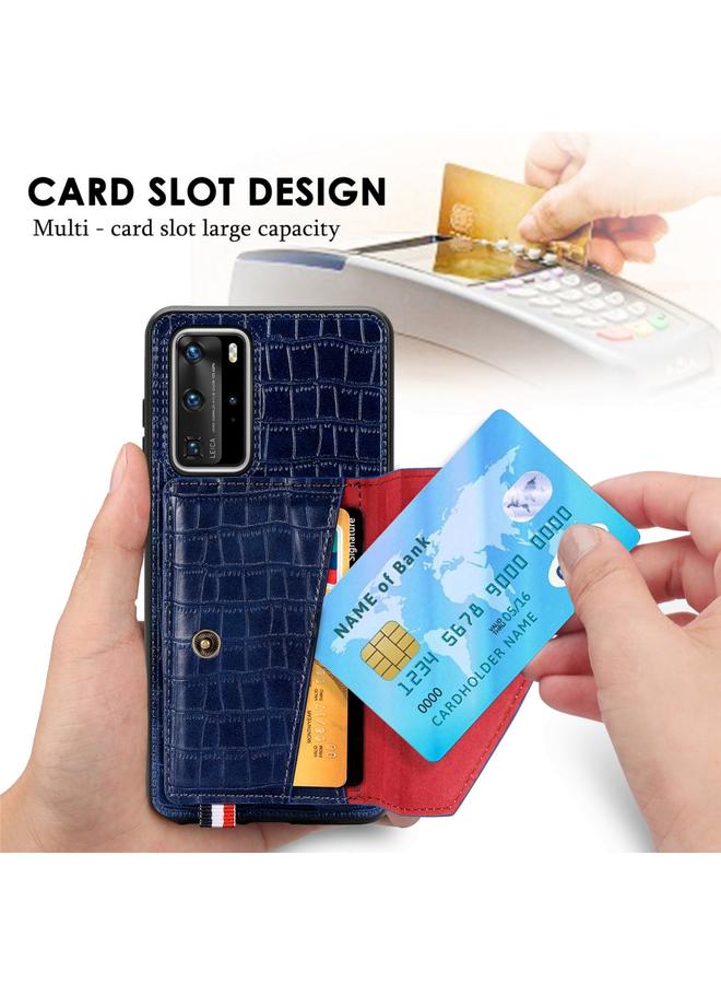 S-TOP Case For Huawei P40 Pro Crocodile Pattern Envelope Card Package Phone Case With Magnet And Bracket Function - Image 5