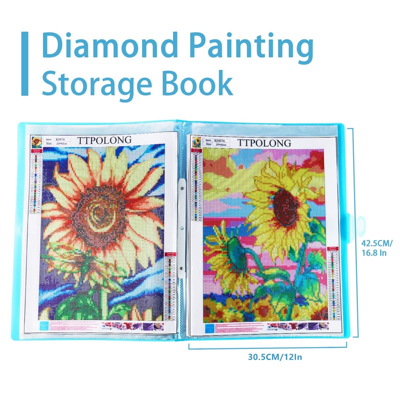 TTPOLONG A3 Diamond Painting Storage Book for Diamond Painting Kits, Diamond Art Portfolio Book for Diamond Painting Accessories with 30 Pags Clear Pockets Plastic Sleevesï¼ˆ16.8X12.5 Inch) - Image 2
