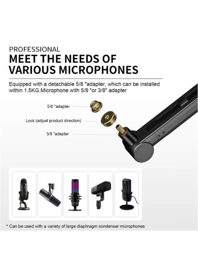 Professional Boom Arm Stand,Mic Stand for Game streaming and Broadcasting/Sturdy Stainless Steel Mic Stand - Image 5