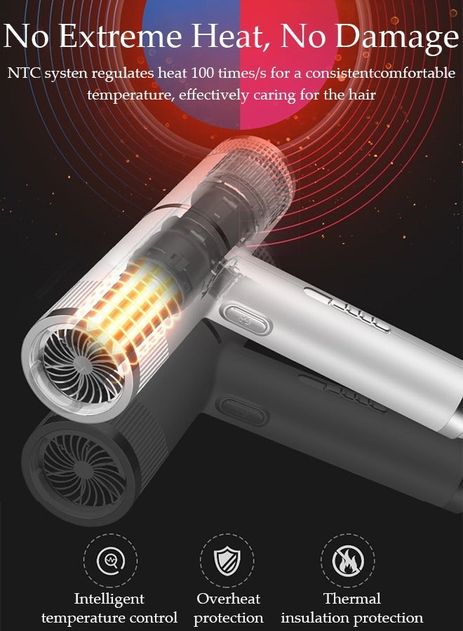 DUNISO Ionic Hair Dryer for Women Men, 3 speeds Fast Drying Low Noise Blow Dryer with 2 Concentrator Nozzle 360° Rotating Nozzle for Home Salon Travel - Image 3