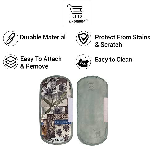 E-Retailer® Polyester 3-Layered Fridge Handle Cover Set of 2Pcs. For Refrigerator and Microwave oven (Color-Grey Floral, Size-12x6 Inches) - Image 4