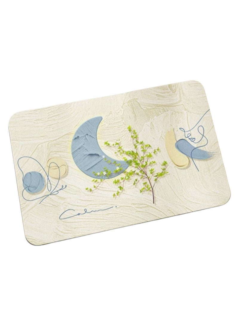 40*60cm Light Luxury Diatom Mud Floor Mat Bathroom Water-Absorbing Toilet Entrance Quick-Drying Foot Mat Toilet Bathroom Door Mat (Crescent Ginkgo) - Image 1