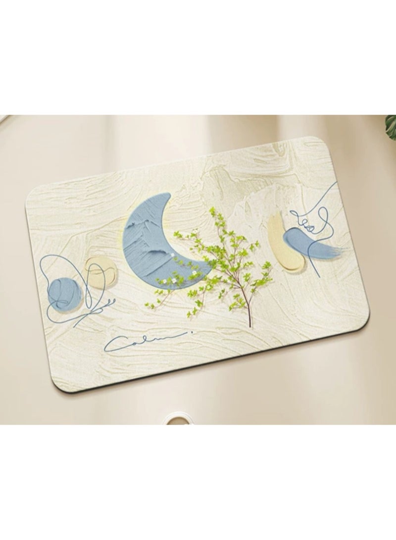 40*60cm Light Luxury Diatom Mud Floor Mat Bathroom Water-Absorbing Toilet Entrance Quick-Drying Foot Mat Toilet Bathroom Door Mat (Crescent Ginkgo) - Image 2