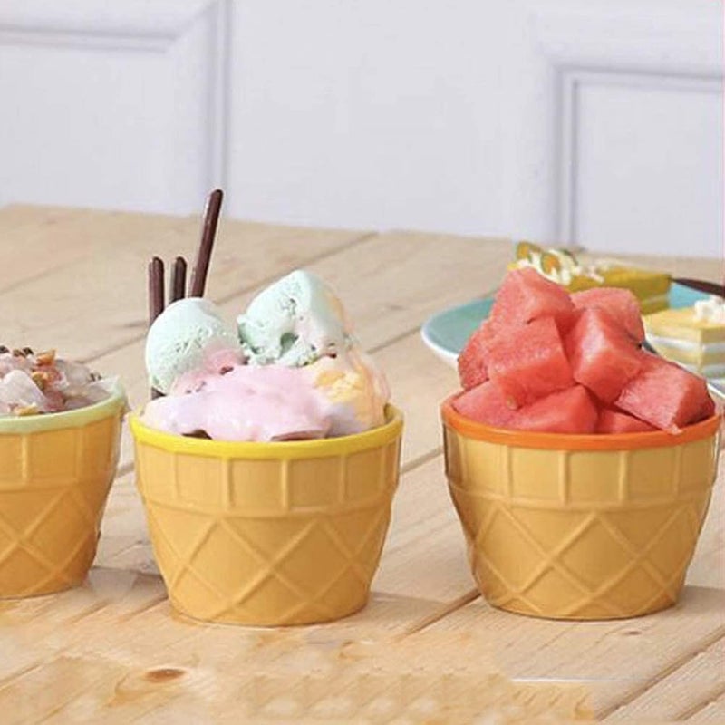 MEZON Dessert Bowls 6 Pack Ice Cream Bowl Spoon Set Frozen Yogurt Cups with Spoons Durable Plastic Dessert Bowl DIY Ice Cream Tools for Festive Party Kids Gift Random Color - Image 3