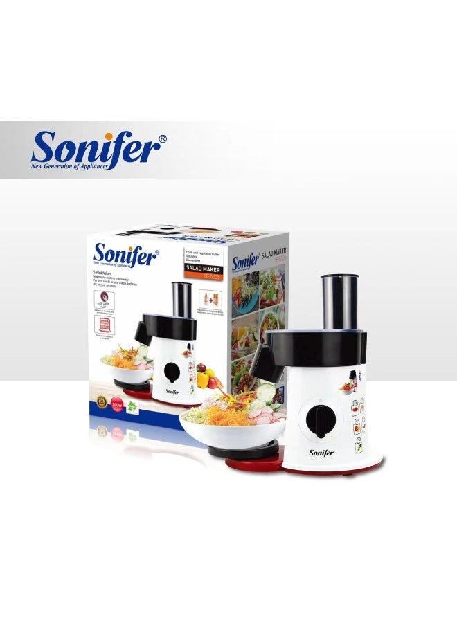 Sonifer Kitchen Salad Maker And Vegetable Slicer With Powerful 200W Motor, Easy Feed Chute And Interchangeable Blades For Fast Food Preparation And Convenient Daily Cooking - Image 1
