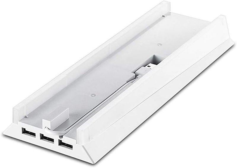 KlsyChry Vertical Stand for PS4 White, Blue Light Base Led Bracket Mount Holder Stand for PS4 PlayStation 4 Console with 3 USB Hub Ports -White - Image 4