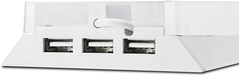 KlsyChry Vertical Stand for PS4 White, Blue Light Base Led Bracket Mount Holder Stand for PS4 PlayStation 4 Console with 3 USB Hub Ports -White - Image 5