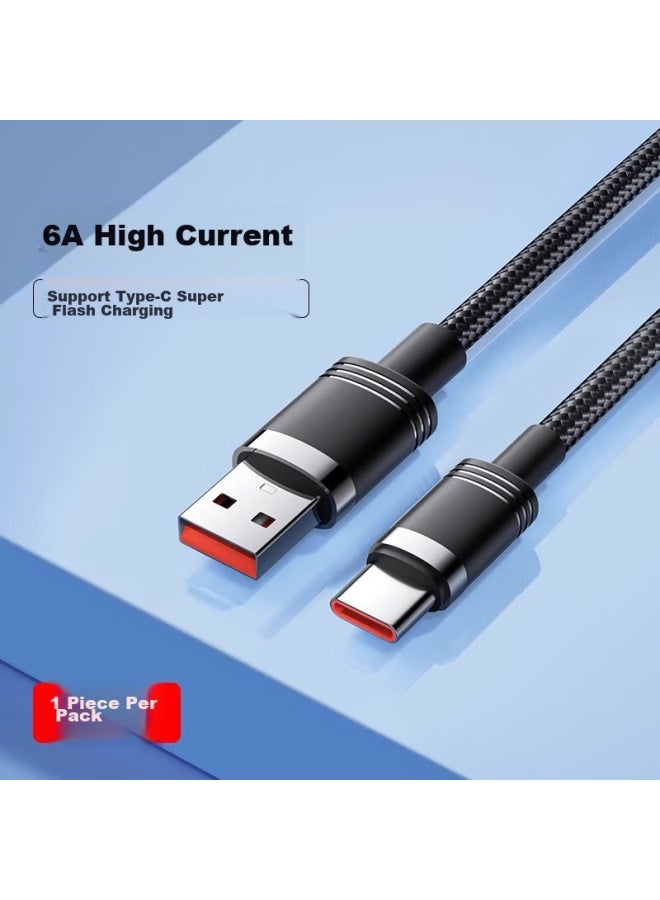 CAN Fit Type-c Charging Cable, 100w Data Cable, Fast Charging Suitable For Huawei, Honor, Oppo, Xiaomi, Vivo Phones, 66w Flash Charging Cable, Car Charger, 6a Extended 2 Meters, Black Nickel-plated - Image 2