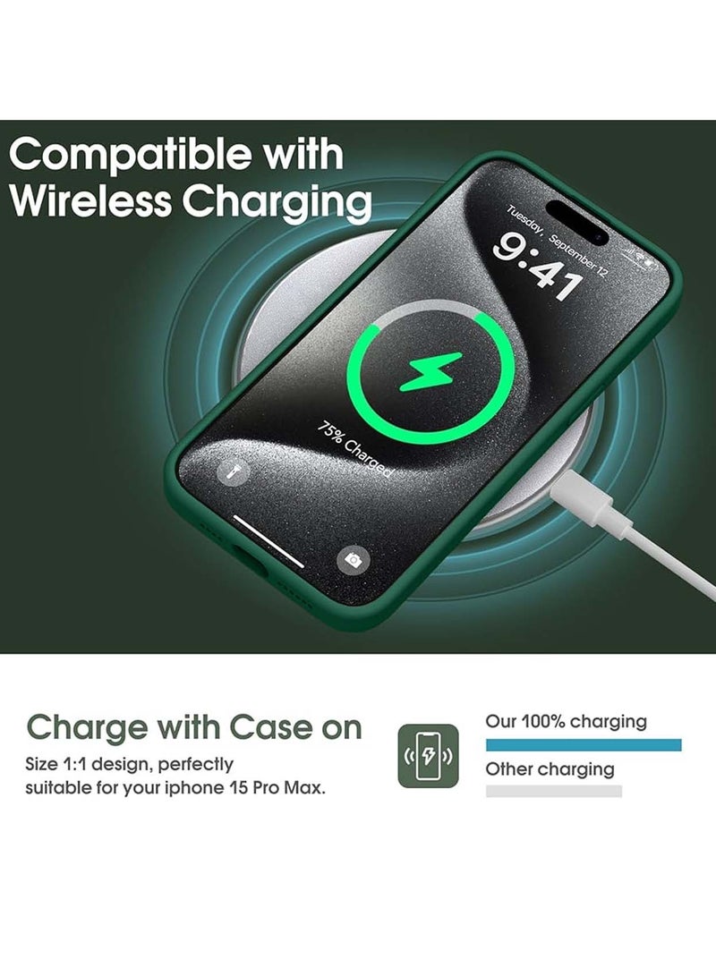 Wtech Premium Soft Liquid Silicone Case Cover For Apple iPhone 15 Pro 2023 Dark Green - Image 5