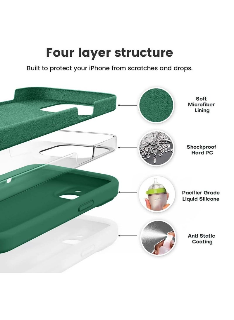 Wtech Premium Soft Liquid Silicone Case Cover For Apple iPhone 15 Pro 2023 Dark Green - Image 3