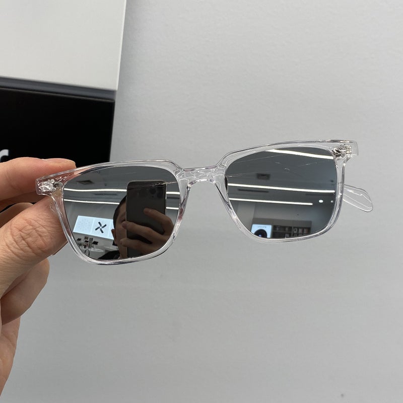 Generic Retro Square Sunglasses Unisex Slimming Transparent/White Mercury 