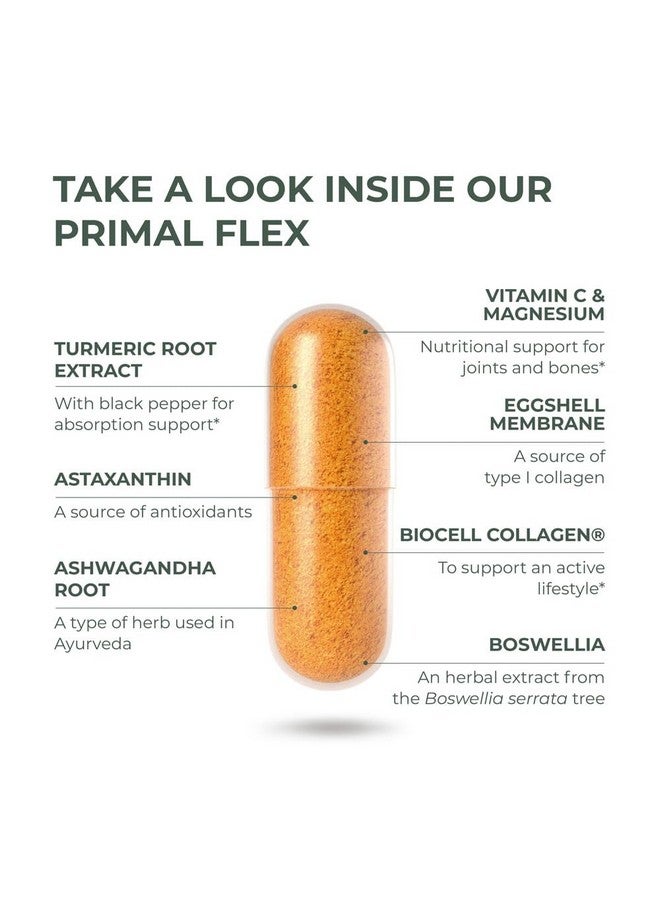 Primal Harvest, Primal Flex Joint Supplement with Collagen, Turmeric, Boswellia and Ashwagandha (60 Count) 1 Pack - Image 4