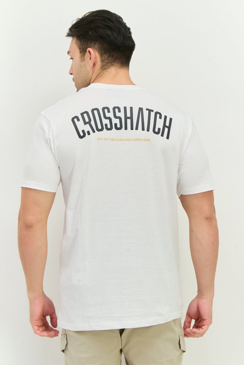 CROSSHATCH Men Crew Neck Short Sleeves Graphic Printed T-Shirt, White - Image 2