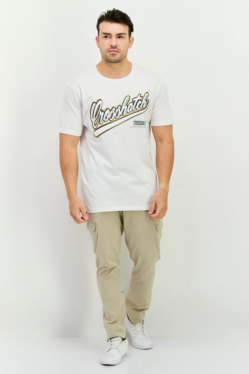CROSSHATCH Men Crew Neck Short Sleeves Graphic Printed T-Shirt, White - Image 3