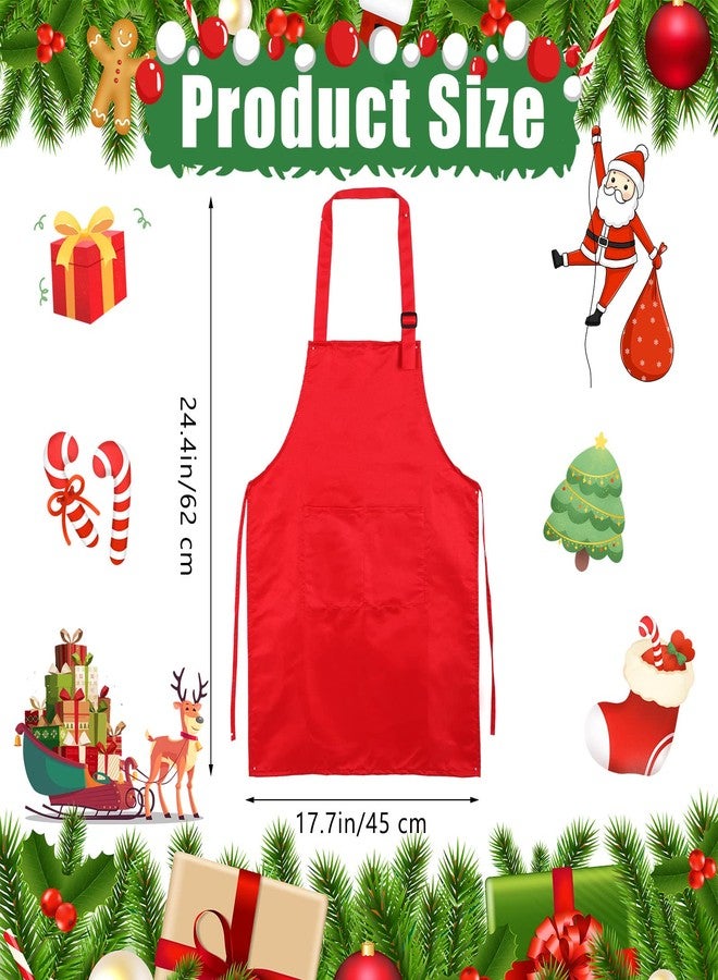 Hoolerry 4 مجموعات مآزر عيد الميلاد للأطفال وقبعات الطهاة للأولاد والبنات مع 2 جيوب قبعات للطبخ والمطبخ والرسم والخبز (كلاسيكي) - Image 2
