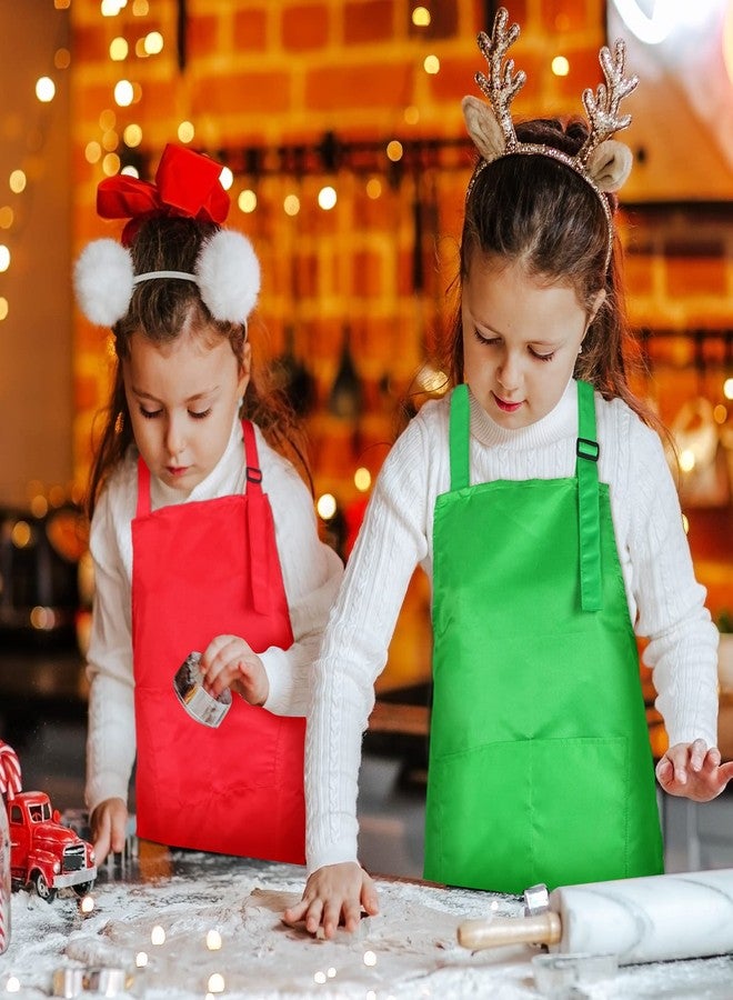 Hoolerry 4 مجموعات مآزر عيد الميلاد للأطفال وقبعات الطهاة للأولاد والبنات مع 2 جيوب قبعات للطبخ والمطبخ والرسم والخبز (كلاسيكي) - Image 5