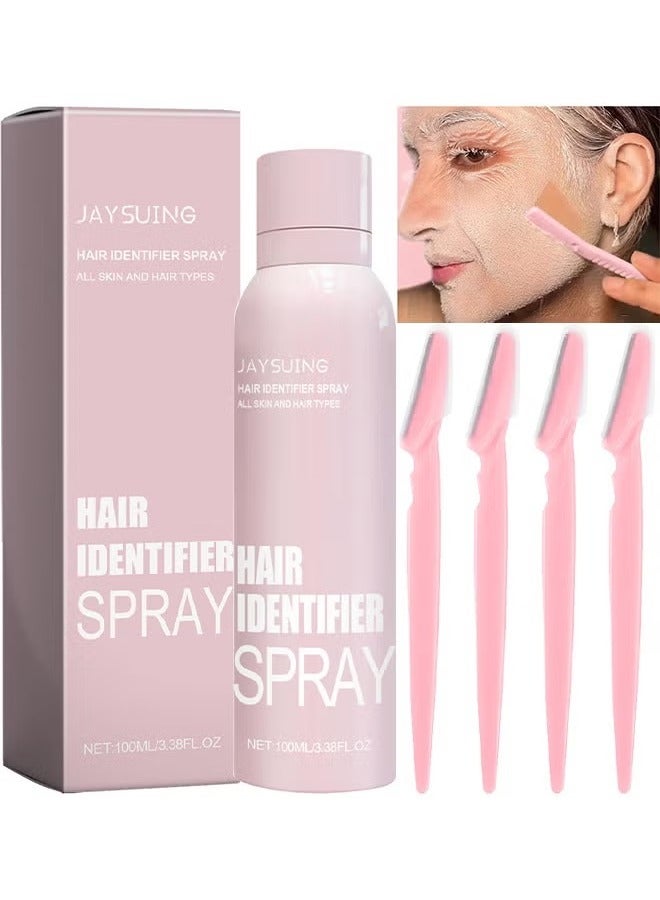 Jaysuing Hair Identifier Spray For Face Shaving, Hair Identifier Spray For Face Shaving Dermaplaning, White Dermaplaning Spray, Dermaplaning Face Spray Powder, Skin Hair Identifier Spray, 100ML - Image 1