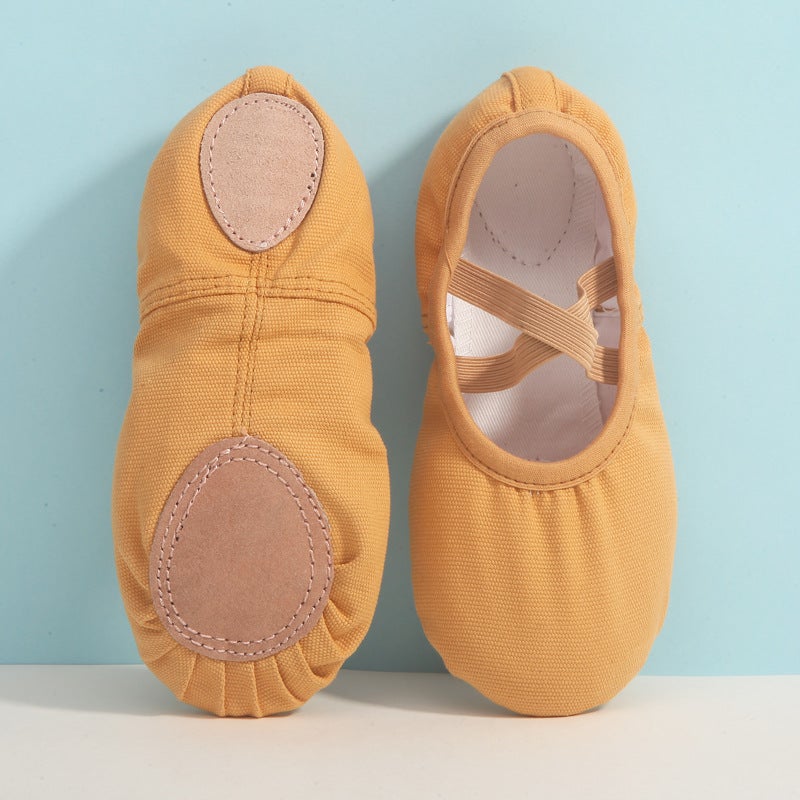 Generic Kids No-Tie Ballet Slipper Soft Sole Dance Shoes Tie-Free Camel