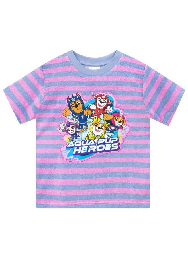 PAW PATROL T-Shirt and Shorts Set | Girls Summer Clothes | Marshall Chase Ryder Skye Beach Towel Shirt and Short Multicolor 7 - Image 2