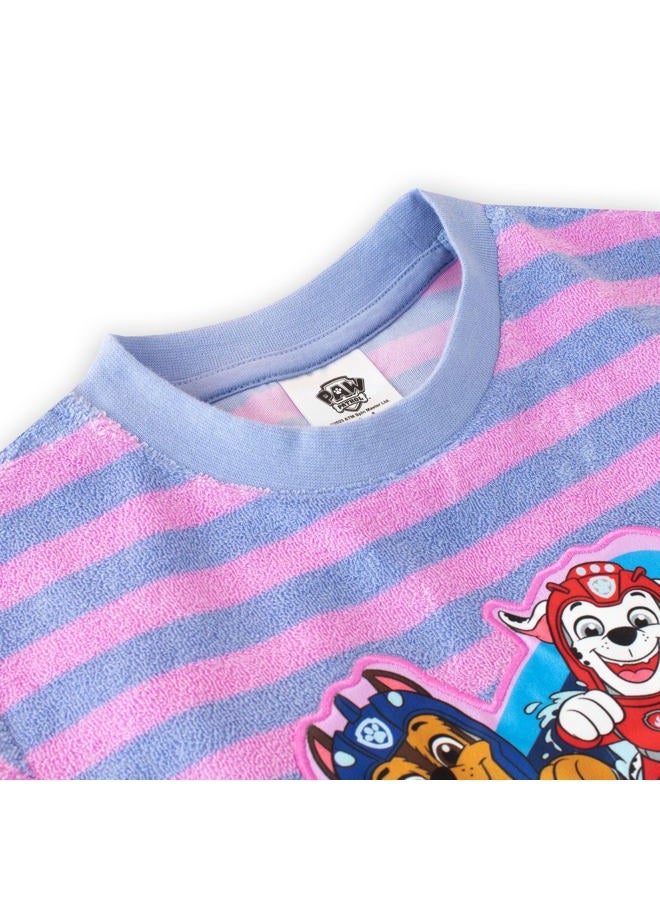 PAW PATROL T-Shirt and Shorts Set | Girls Summer Clothes | Marshall Chase Ryder Skye Beach Towel Shirt and Short Multicolor 7 - Image 4