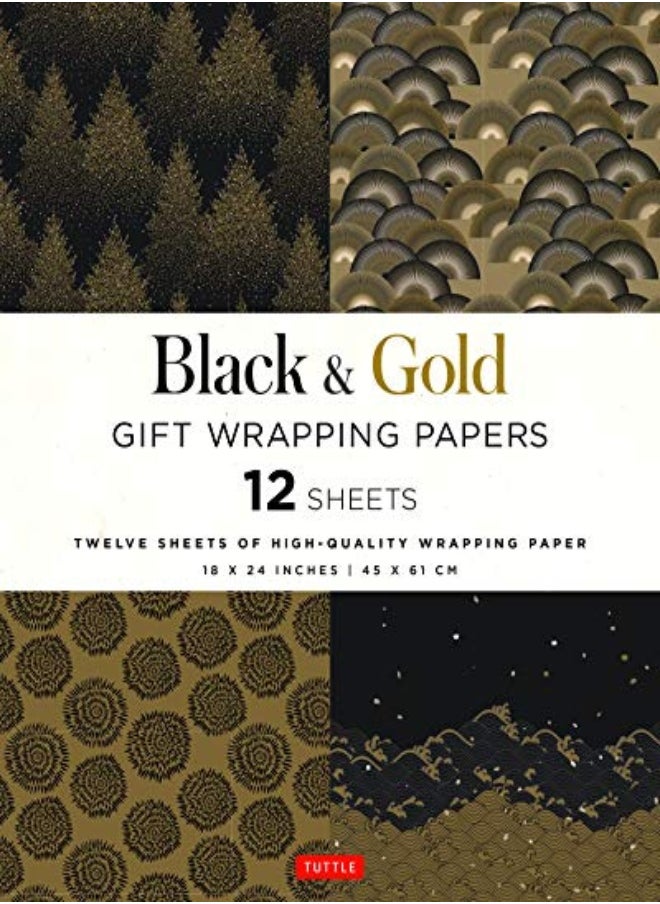 null - Black & Gold Gift Wrapping Papers 12 Sheets by Tuttle Publishing Paperback - Image 1