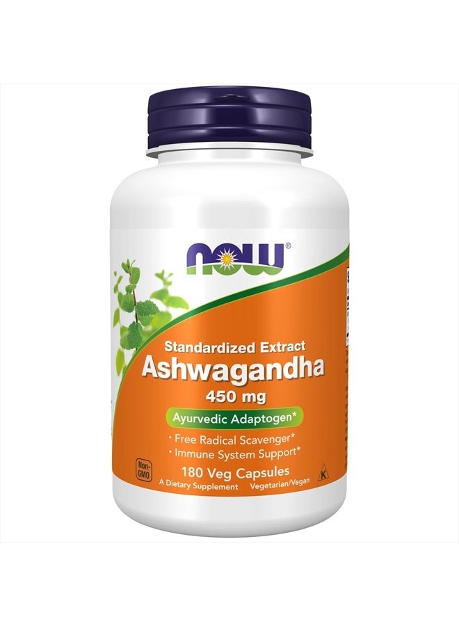 now Supplements, Ashwagandha (Withania somnifera) 450 mg (Standardized Extract), 180 Veg Capsules - Image 1