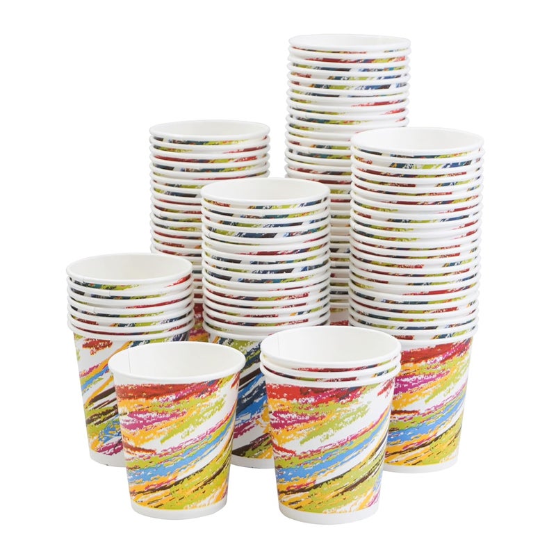 PARICOTT 200ml Crayon Printed CupEcoFriendly Disposable Glasses Drinking CupsCocktail Cold Drink Juice Water Party Paper Cups for Hot Cold Beverages Pack of 200pcs Multicolour - Image 1