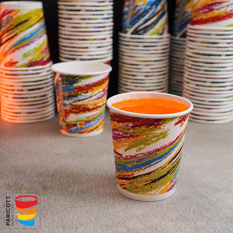 PARICOTT 200ml Crayon Printed CupEcoFriendly Disposable Glasses Drinking CupsCocktail Cold Drink Juice Water Party Paper Cups for Hot Cold Beverages Pack of 200pcs Multicolour - Image 2