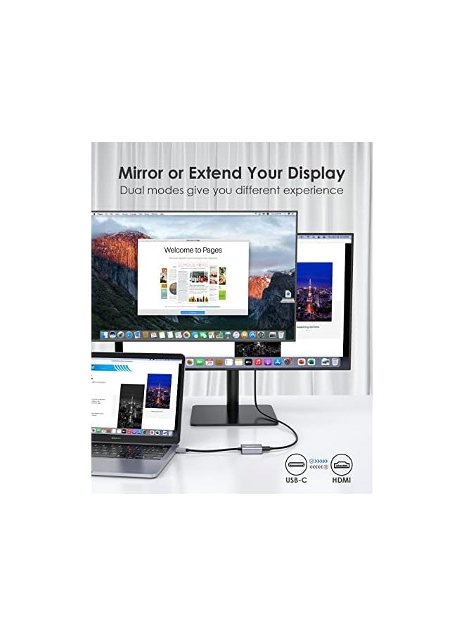 Lention Usb C To 4K Hdmi Digital Av Adapter Compatible 2022-2016 Macbook Pro 13/14/15/16, New Mac Air/Ipad/Surface, Samsung S21/S20/S10/Plus/Note, More, Stable Driver Certified (Cb-4Khdmi, Space Gray)  - Image 3