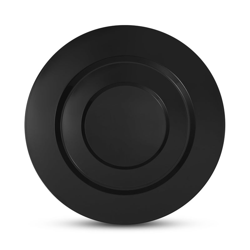 Munfix 100 Black Plastic Plates Set  50 Pcs 10 Inch Plastic Dinner Plates and 50 Pcs 7 Inch Plastic Dessert Plates  Elegant Fancy Heavy Duty Disposable Plates for Party  Wedding  Black - Image 2