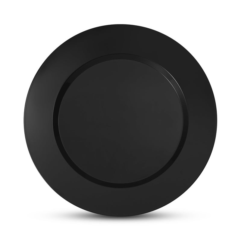 Munfix 100 Black Plastic Plates Set  50 Pcs 10 Inch Plastic Dinner Plates and 50 Pcs 7 Inch Plastic Dessert Plates  Elegant Fancy Heavy Duty Disposable Plates for Party  Wedding  Black - Image 5